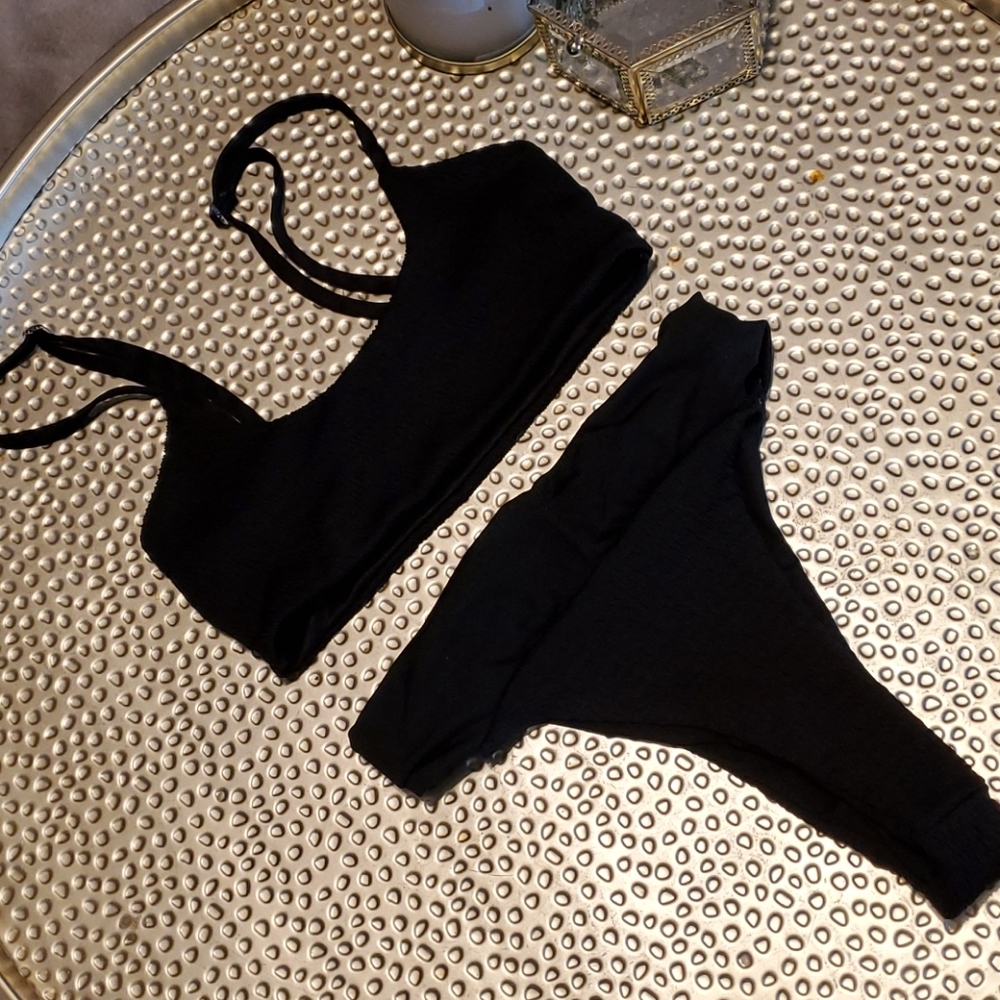 Black PLT Ribbed Bikini